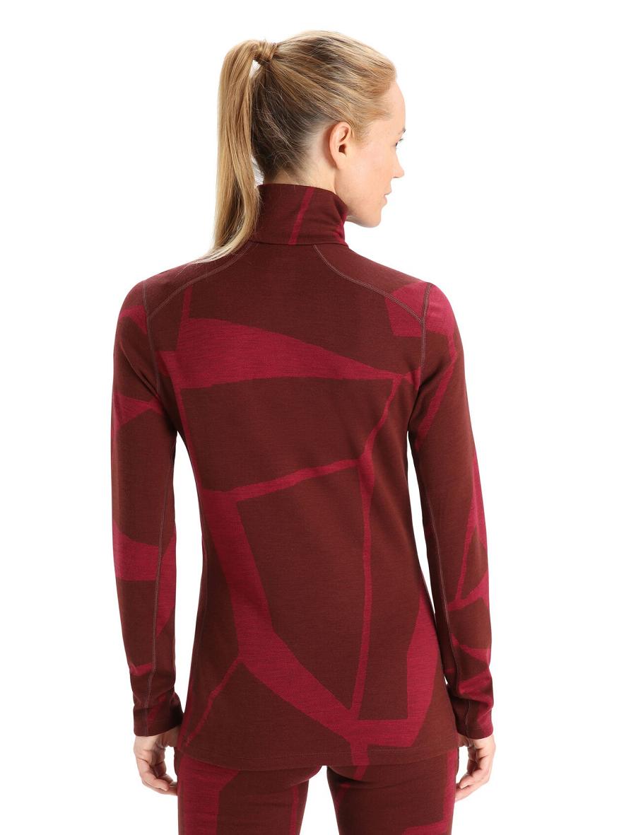 Base Layers Icebreaker Merino 250 Vertex Long Sleeve Half Zip Thermal Top Fractured Landscapes Damskie Różowe | PL 1087XYUF